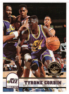 Tyrone Corbin - Utah Jazz - Fifth Anniversary Gold (NBA Basketball Card) 1993-94 Hoops # 214 Mint