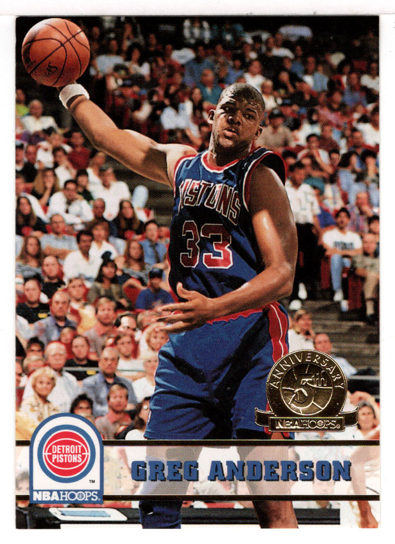 Greg Anderson - Detroit Pistons - Fifth Anniversary Gold (NBA Basketball Card) 1993-94 Hoops # 330 Mint