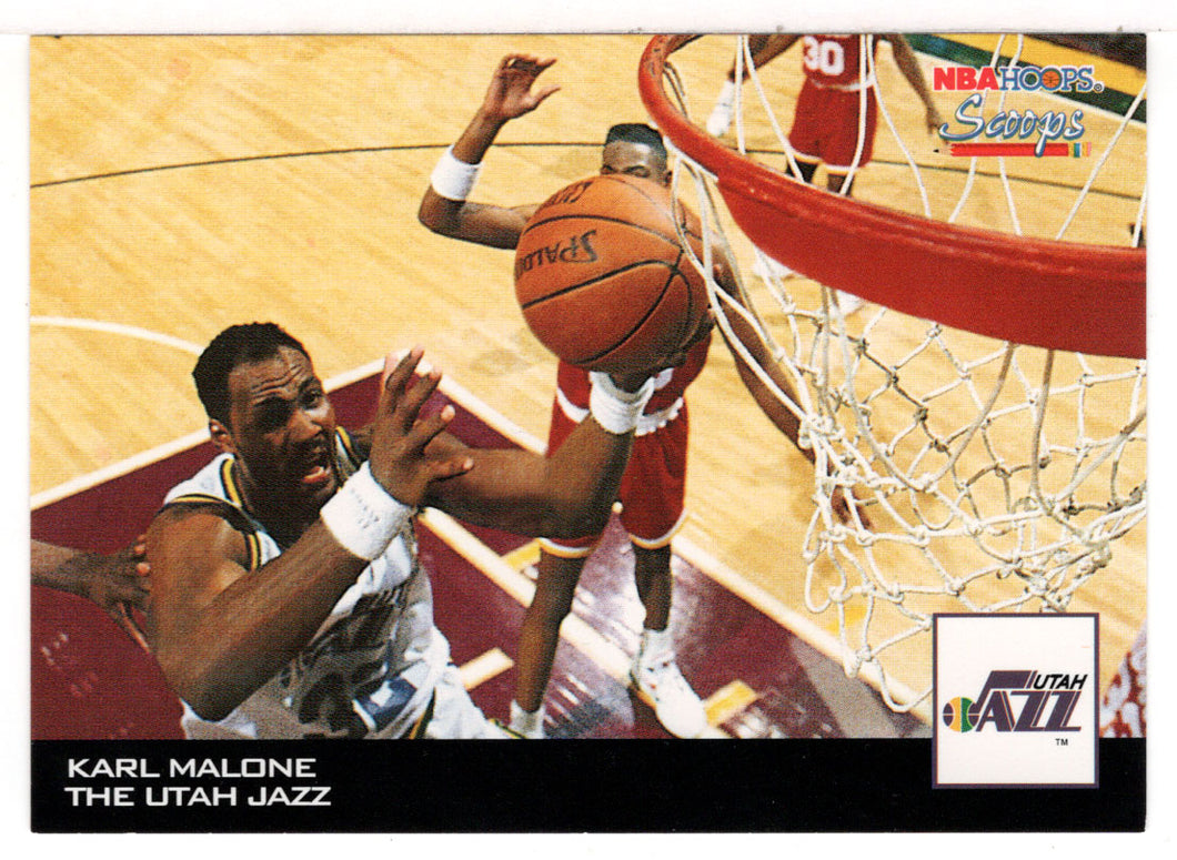 Karl Malone - Utah Jazz - Scoops (NBA Basketball Card) 1993-94 Hoops # HS 26 Mint