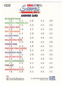 Checklist # Trivia Answers - Scoops (NBA Basketball Card) 1993-94 Hoops # HS 28 Mint