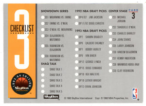 Checklist # 3 (NBA Basketball Card) 1993-94 SkyBox Premium # 3 Mint