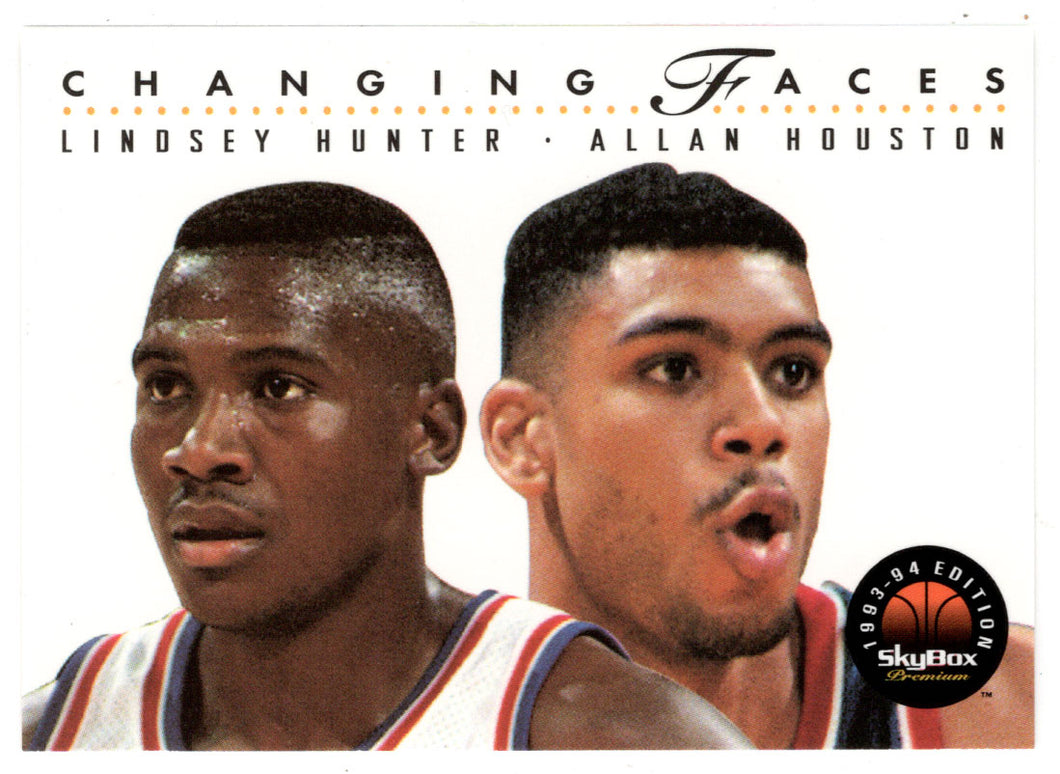 Lindsey Hunter - Allan Houston - Detroit Pistons - Changing Faces (NBA Basketball Card) 1993-94 SkyBox Premium # 299 Mint