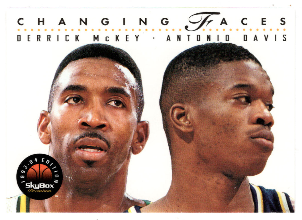 Derrick McKey - Antonio Davis - Indiana Pacers - Changing Faces (NBA Basketball Card) 1993-94 SkyBox Premium # 302 Mint