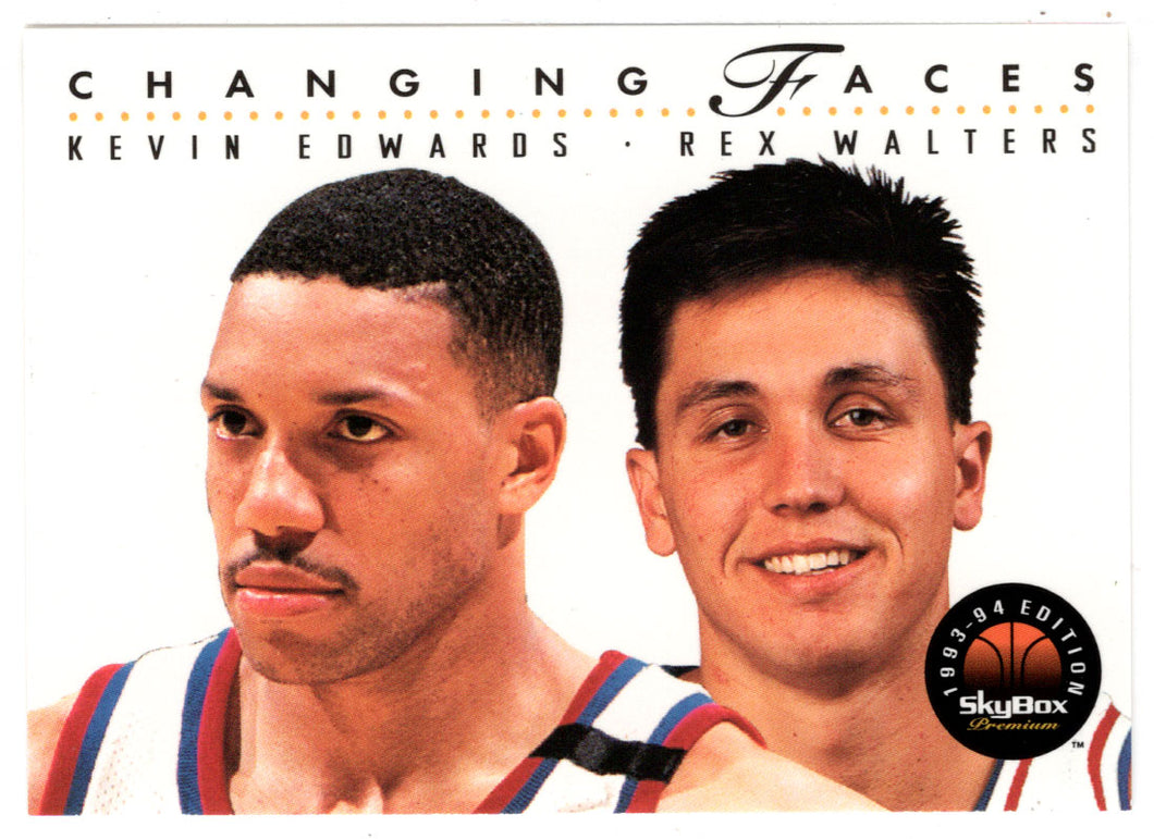 Kevin Edwards - Rex Walters - New Jersey Nets - Changing Faces (NBA Basketball Card) 1993-94 SkyBox Premium # 308 Mint