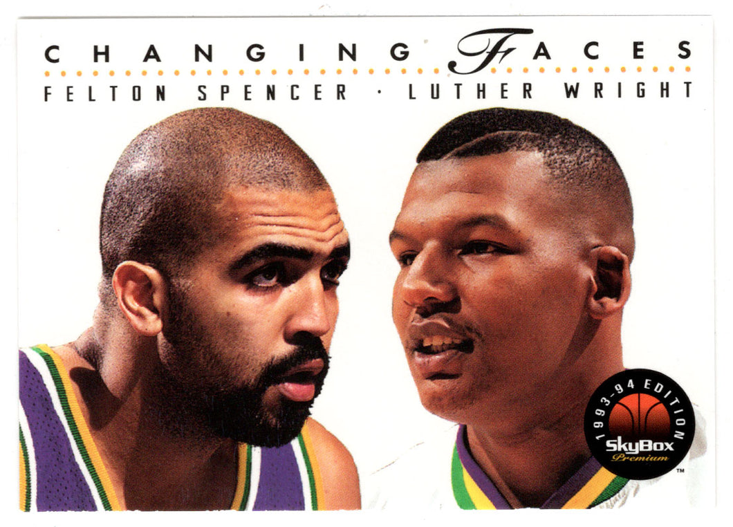 Felton Spencer - Luther Wright - Utah Jazz - Changing Faces (NBA Basketball Card) 1993-94 SkyBox Premium # 317 Mint