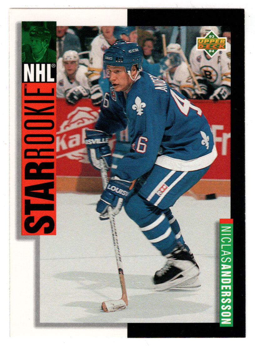 Niclas Andersson - Quebec Nordiques (Star Rookie) (NHL Hockey Card) 1993-94 Upper Deck # 239 Mint