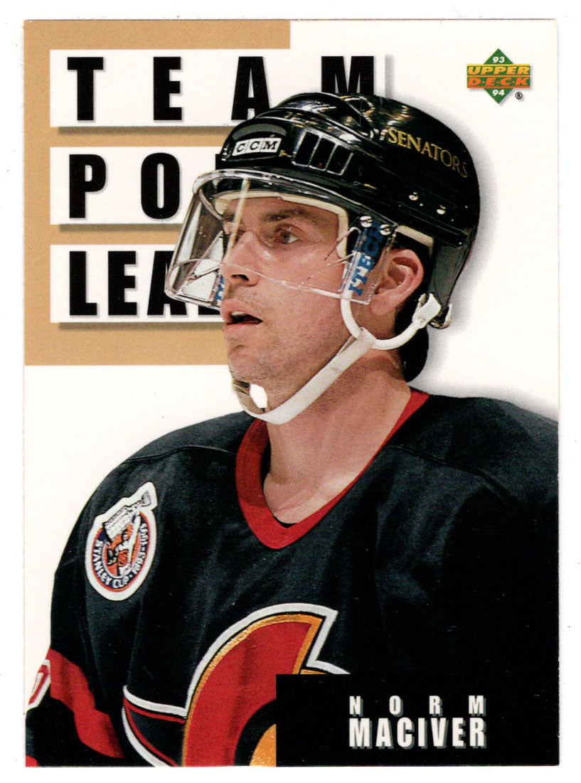 Norm Maciver - Ottawa Senators (Team Point Leaders) (NHL Hockey Card) 1993-94 Upper Deck # 299 Mint
