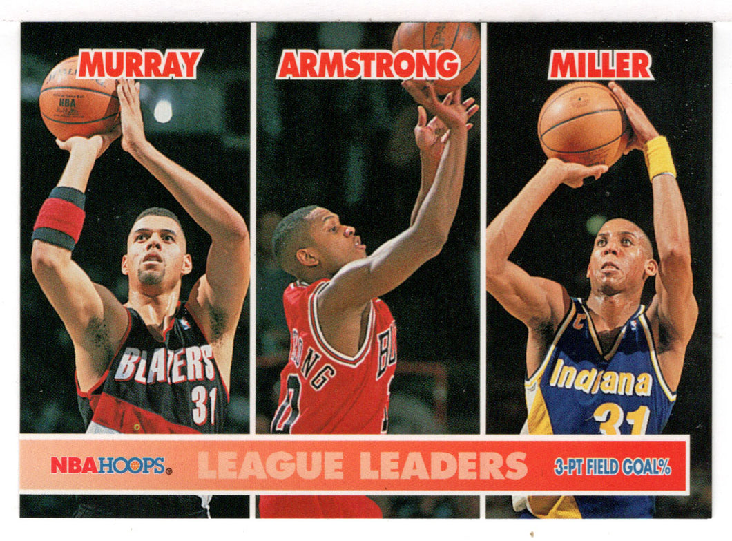 Tracy Murray - B.J. Armstrong - Reggie Miller - League Leaders (NBA Basketball Card) 1994-95 Hoops # 252 Mint
