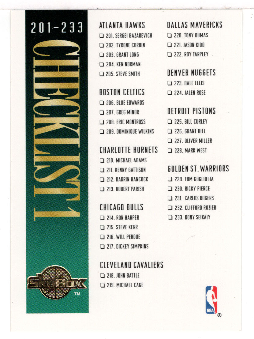 Checklist # 3 (NBA Basketball Card) 1994-95 SkyBox Premium # 298 Mint
