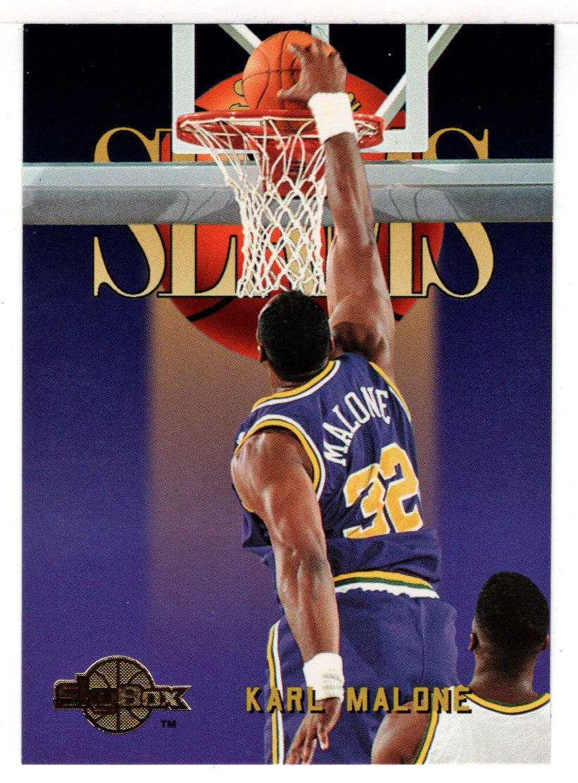 Karl Malone - Utah Jazz - Sky Slams (NBA Basketball Card) 1994-95 SkyBox Premium # 308 Mint