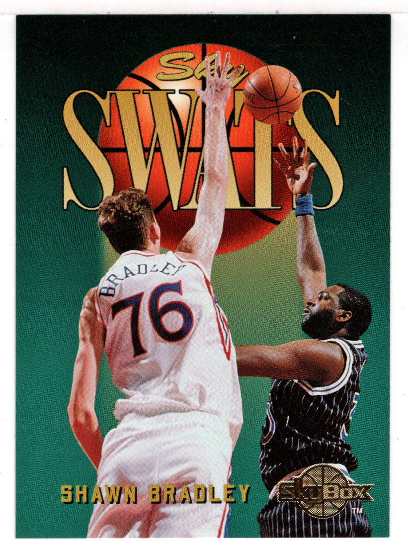 Shawn Bradley - Philadelphia 76ers - Sky Swats (NBA Basketball Card) 1994-95 SkyBox Premium # 326 Mint