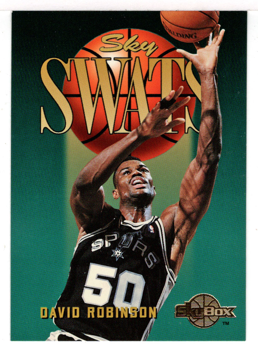 David Robinson - San Antonio Spurs - Sky Swats (NBA Basketball Card) 1994-95 SkyBox Premium # 335 Mint