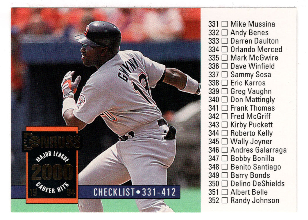 Tony Gwynn - San Diego Padres - Checklist (MLB Baseball Card) 1994 Donruss # 440 Mint