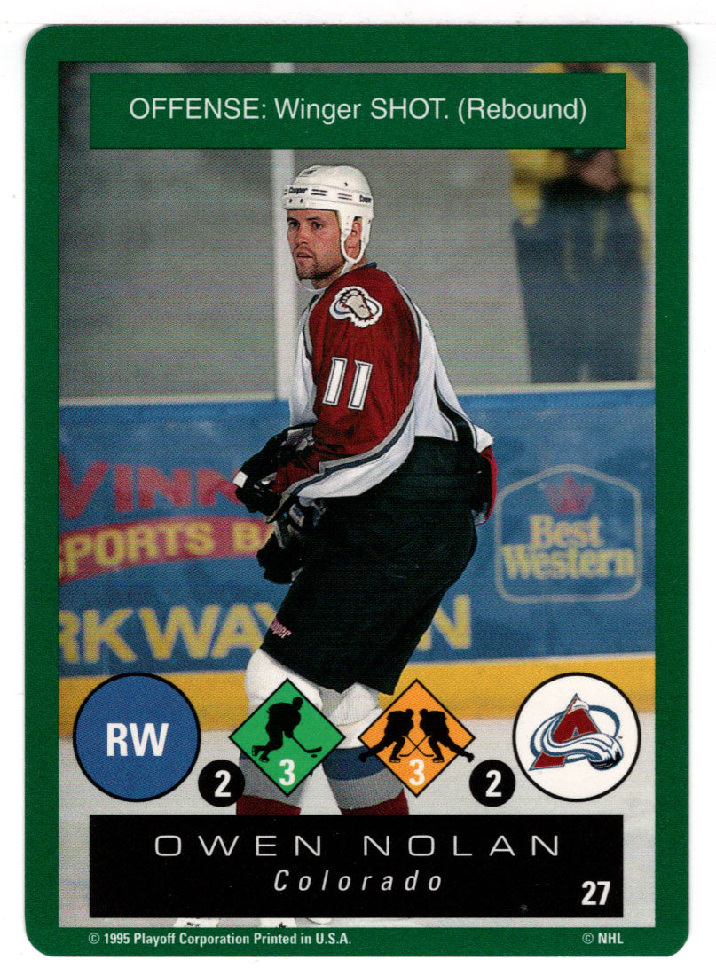 Owen Nolan - Colorado Avalanche (NHL Hockey Card) 1995-96 Playoff One on One # 27 Mint