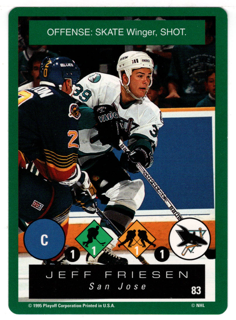 Jeff Friesen - San Jose Sharks (NHL Hockey Card) 1995-96 Playoff One on One # 83 Mint