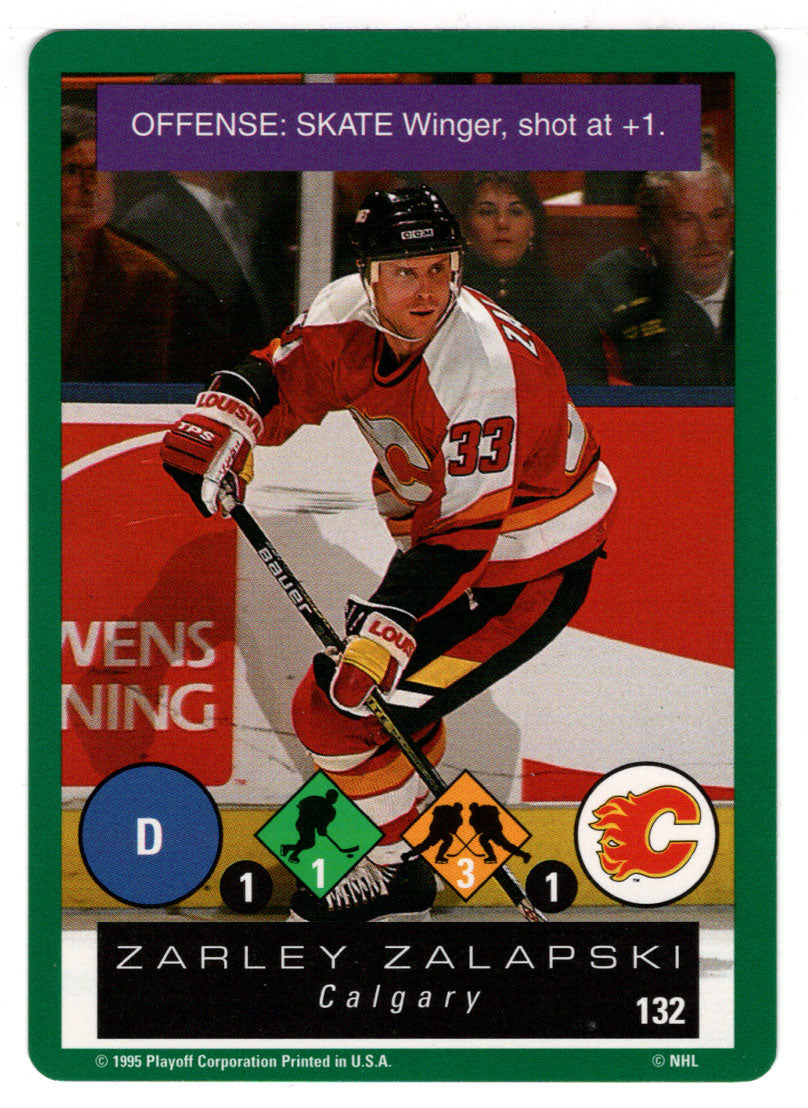Zarley Zalapski - Calgary Flames (NHL Hockey Card) 1995-96 Playoff One on One # 132 Mint