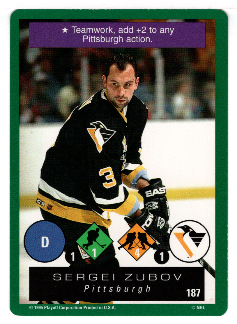 Sergei Zubov - Pittsburgh Penguins (NHL Hockey Card) 1995-96 Playoff One on One # 187 Mint