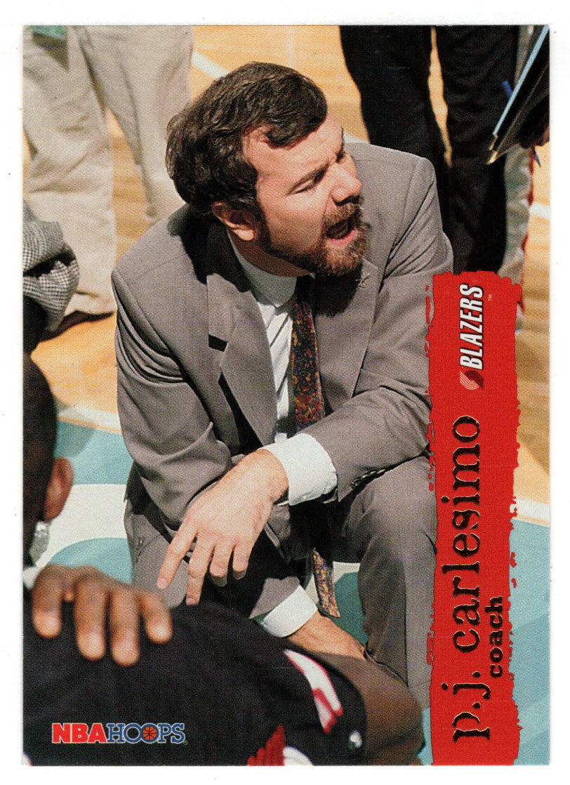 P.J. Carlesimo - Portland Trail Blazers - Coach (NBA Basketball Card) 1995-96 Hoops # 190 Mint