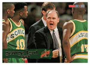 George Karl - Seattle Supersonics - Coach (NBA Basketball Card) 1995-96 Hoops # 193 Mint