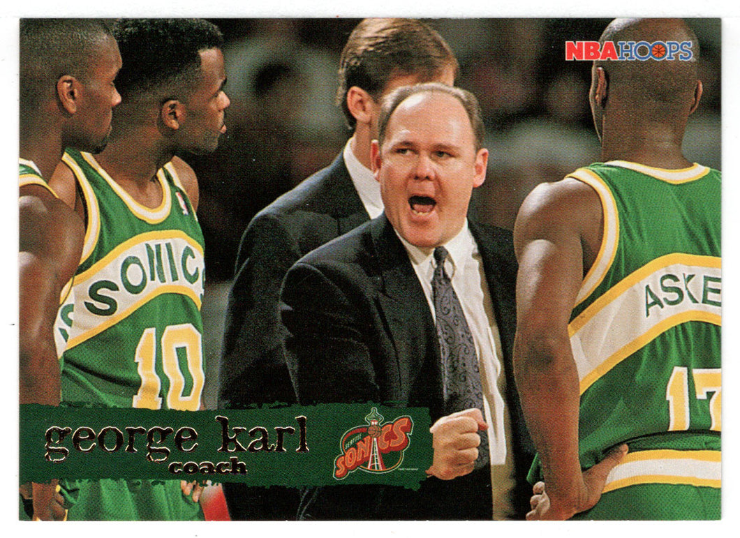 George Karl - Seattle Supersonics - Coach (NBA Basketball Card) 1995-96 Hoops # 193 Mint