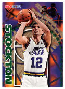 John Stockton - Utah Jazz - Triple Threat (NBA Basketball Card) 1995-96 Hoops # 247 Mint