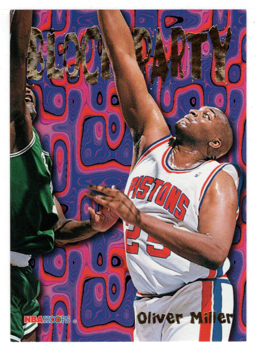 Oliver Miller - Detroit Pistons - Block Party (NBA Basketball Card) 1995-96 Hoops # 1 Mint