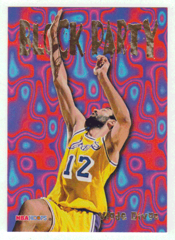 Vlade Divac - Los Angeles Lakers - Block Party (NBA Basketball Card) 1995-96 Hoops # 5 Mint