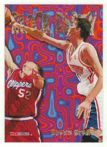Shawn Bradley - Philadelphia 76ers - Block Party (NBA Basketball Card) 1995-96 Hoops # 19 Mint