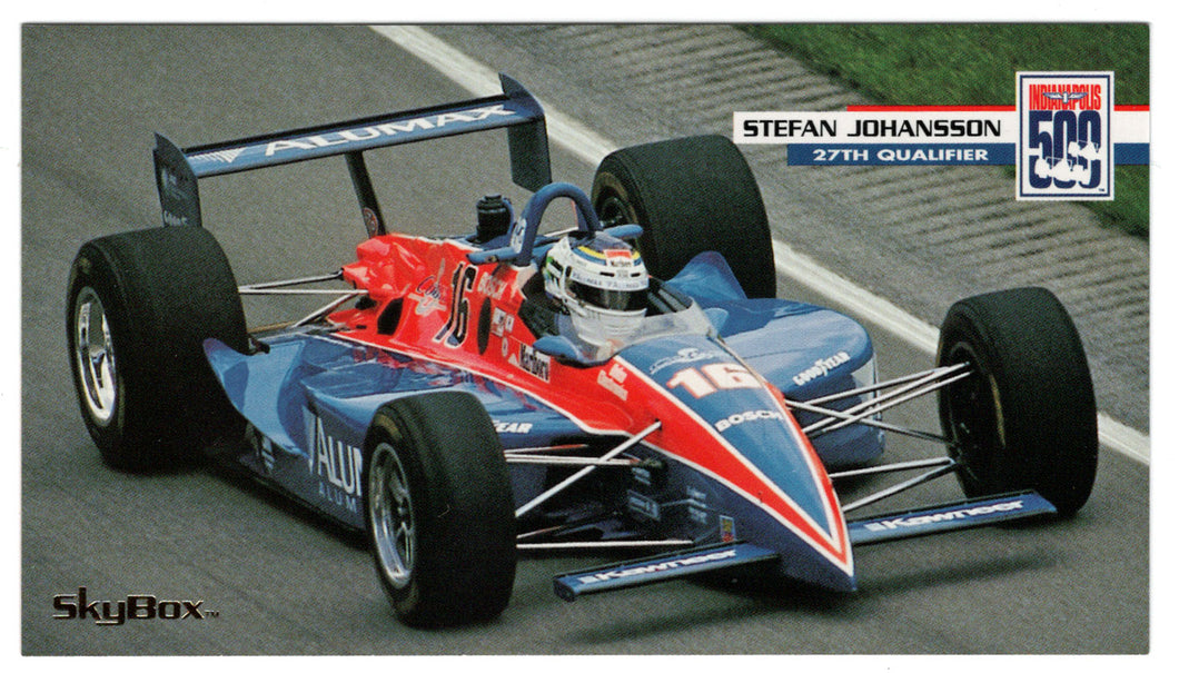 Stefan Johansson with Car (Indy Racing Card) 1995 SkyBox Indy 500 # 45 Mint