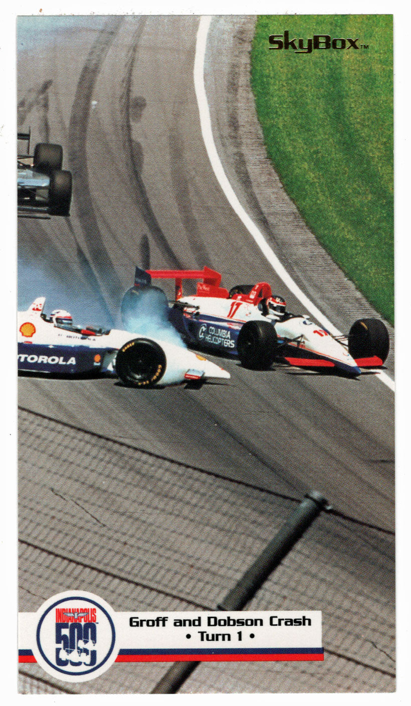 Mike Groff - Dominic Dobson Crash (Indy Racing Card) 1995 SkyBox Indy 500 # 60 Mint