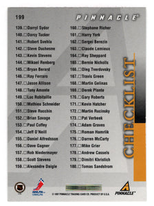 Checklist # 2 (# 91 - # 180) (NHL Hockey Card) 1997-98 Pinnacle # 199 Mint