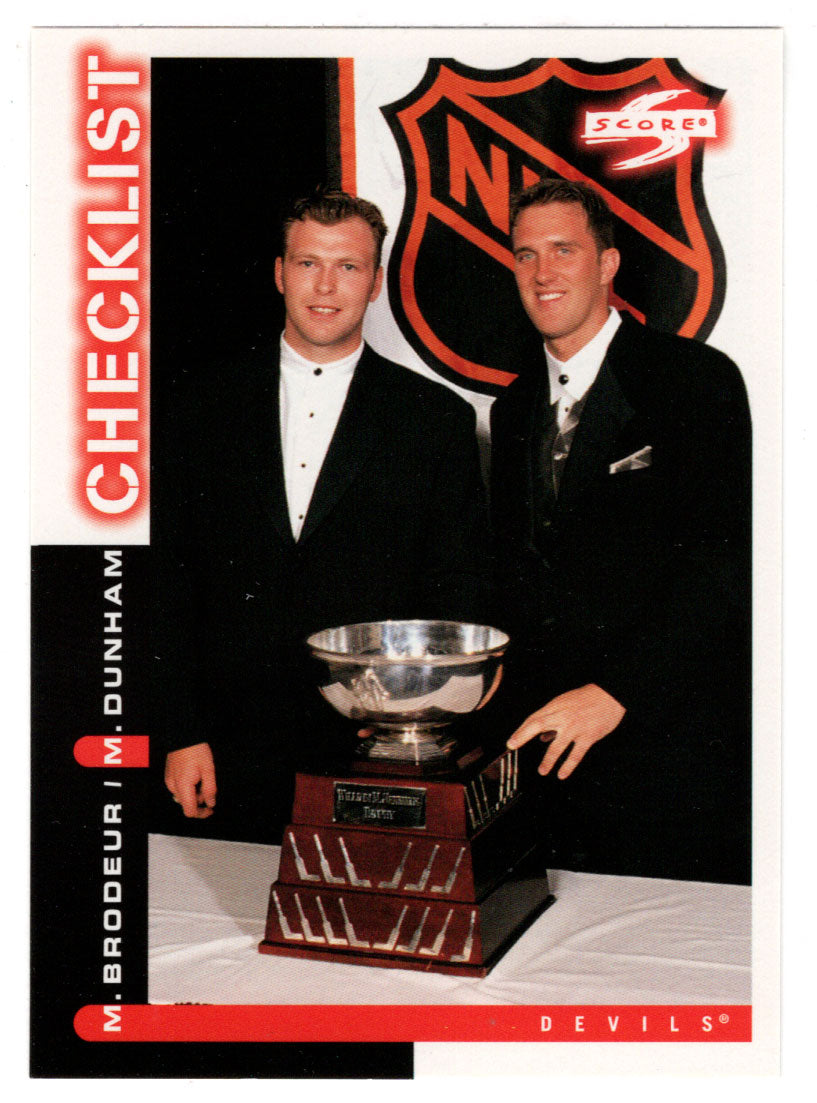 Martin Brodeur - Mike Dunham - New Jersey Devils - Checklist (NHL Hockey Card) 1997-98 Score # 269 Mint