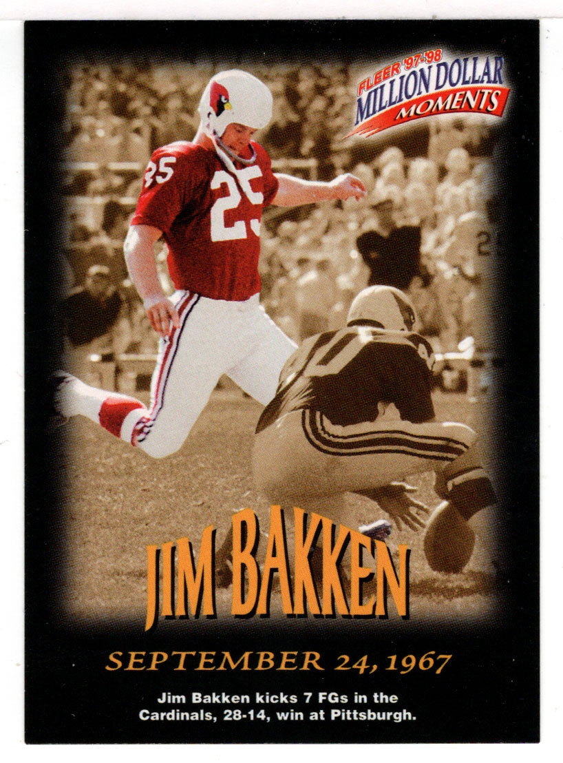 Jim Bakken - St. Louis Cardinals - Million Dollar Moments (NFL Football Card) 1997 Fleer # 19 Mint