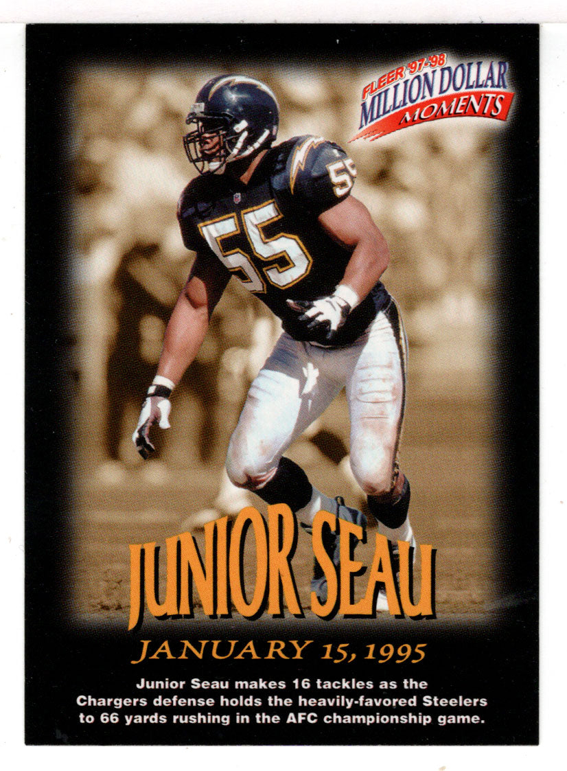 Junior Seau - San Diego Chargers - Million Dollar Moments (NFL Football Card) 1997 Fleer # 36 Mint