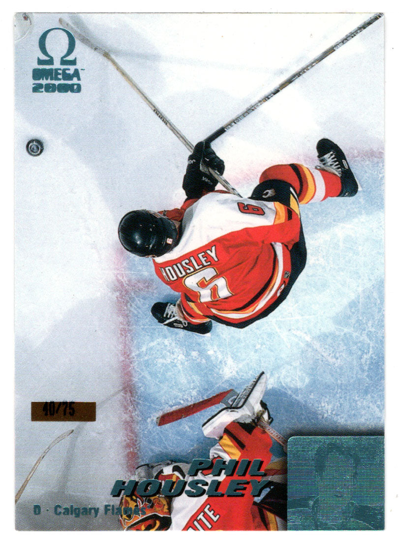 Phil Housley 40/75 - Calgary Flames (NHL Hockey Card) 1999-00 Pacific Omega Ice Blue # 37 Mint