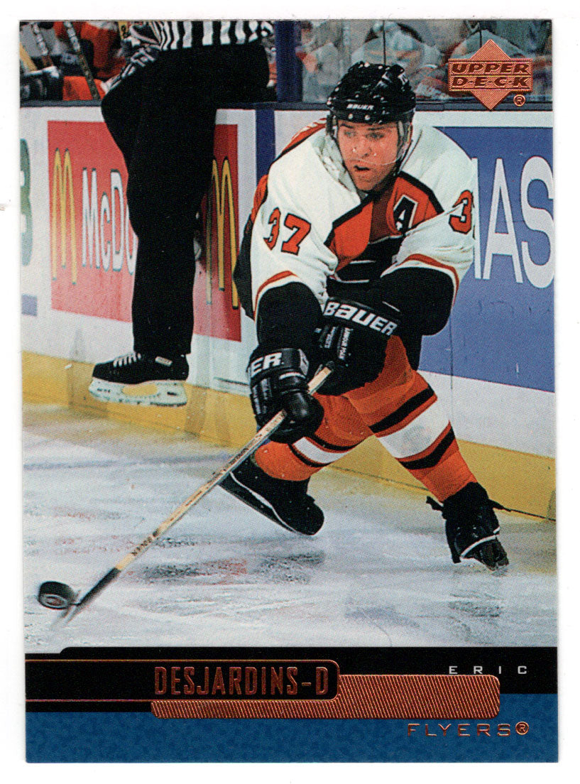Eric Desjardins autographed hockey card (Philadelphia Flyers, FT