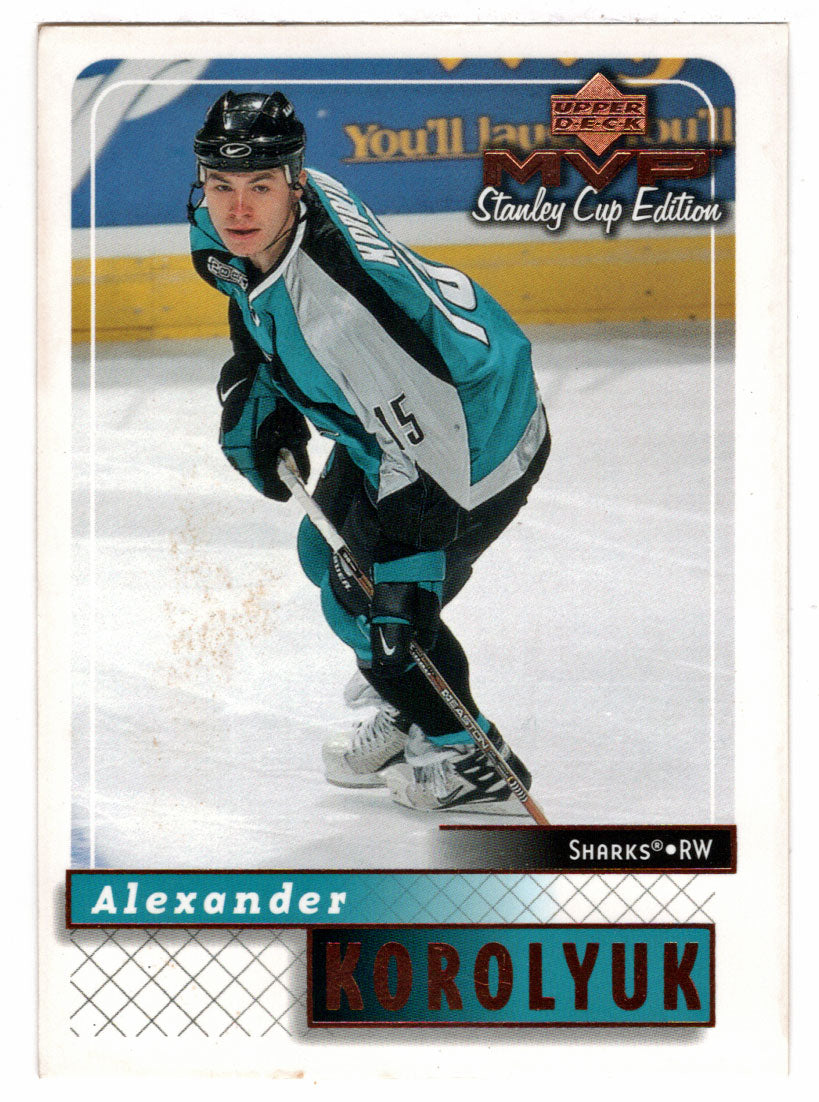 Alexander Korolyuk - San Jose Sharks (NHL Hockey Card) 1999-00 Upper Deck MVP Stanley Cup Edition # 158 Mint