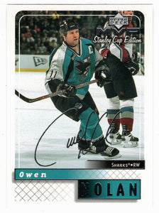 Owen Nolan - San Jose Sharks (NHL Hockey Card) 1999-00 Upper Deck MVP Stanley Cup Edition SILVER Script # 153 Mint