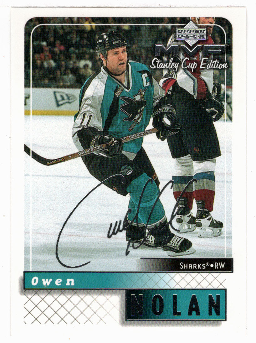 Owen Nolan - San Jose Sharks (NHL Hockey Card) 1999-00 Upper Deck MVP Stanley Cup Edition SILVER Script # 153 Mint