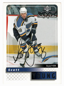 Scott Young - St. Louis Blues (NHL Hockey Card) 1999-00 Upper Deck MVP Stanley Cup Edition SILVER Script # 166 Mint