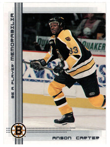 Anson Carter - Boston Bruins (NHL Hockey Card) 2000-01 Be A Player Memorabilia # 43 Mint