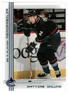 Mattias Ohlund - Vancouver Canucks (NHL Hockey Card) 2000-01 Be A Player Memorabilia # 329 Mint