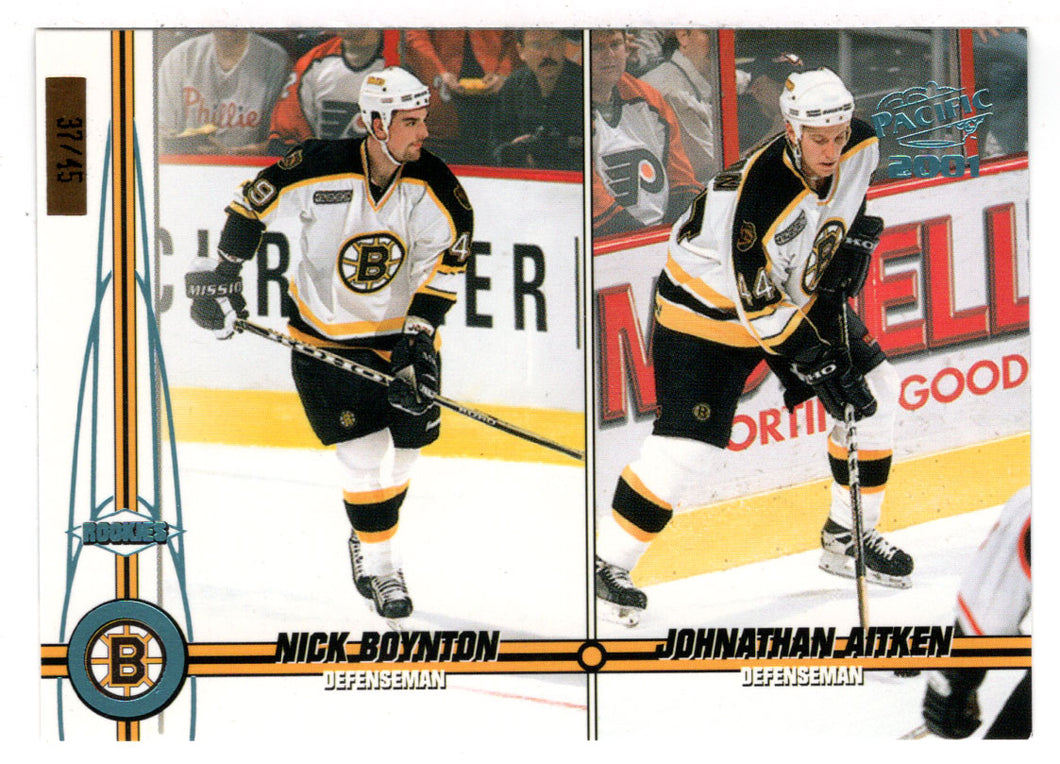 Nick Boynton - Johnathan Aitken 37/45 - Boston Bruins (NHL Hockey Card) 2000-01 Pacific Ice Blue # 45 Mint