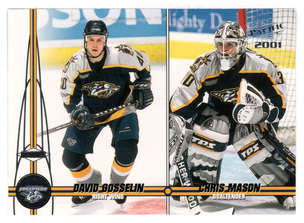 David Gosselin RC - Chris Mason RC - Nashville Predators (NHL Hockey Card) 2000-01 Pacific # 230 Mint