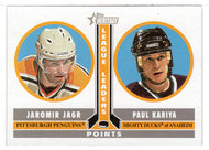 Jaromir Jagr - Paul Kariya - Pittsburgh Penguins - Anaheim Mighty Ducks - League Leaders (NHL Hockey Card) 2000-01 Topps Heritage # 230 Mint