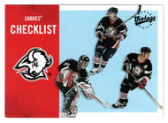 Buffalo Sabres Team Checklist - Miroslav Satan - Dominik Hasek - Rob Ray (NHL Hockey Card) 2000-01 Upper Deck Vintage # 49 Mint
