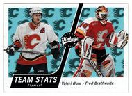 Calgary Flames Team Stats - Valeri Bure - Fred Brathwaite (NHL Hockey Card) 2000-01 Upper Deck Vintage # 62 Mint