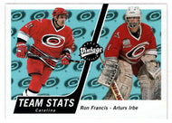 Carolina Hurricanes Team Stats - Ron Francis - Arturs Irbe (NHL Hockey Card) 2000-01 Upper Deck Vintage # 74 Mint