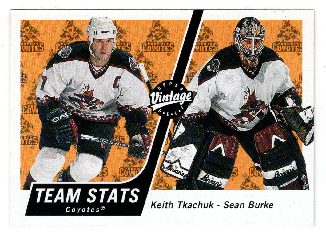 Phoenix Coyotes Team Stats - Keith Tkachuk - Sean Burke (NHL Hockey Card) 2000-01 Upper Deck Vintage # 284 Mint