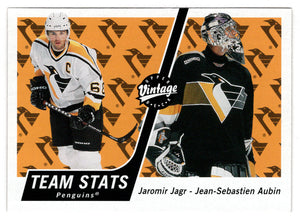 Pittsburgh Penguins Team Stats - Jaromir Jagr - Jean-Sebastien Aubin (NHL Hockey Card) 2000-01 Upper Deck Vintage # 296 Mint